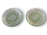 (2) uranium Glass saucers fruit pattern
