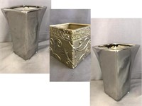 3 Metallic Vases 2 Silver, 1 Gold  Ceramic