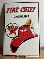 Texaco Fire Chief Metal Enamel Sign, Falstaff