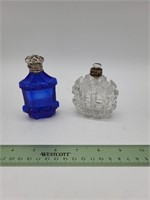 Danish silver and cut glass perfume bottles