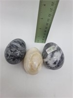Hand carved onyx and quartz eggs