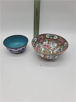 Cloisonne and rose medallion bowls
