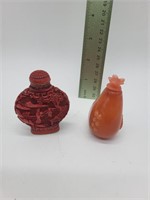 Coral and cinnabar snuff bottles