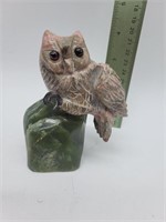 Awesome carved owl on jade stone bronze claw