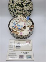 Large tin of unsearched US and world stamps