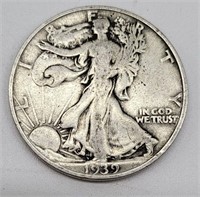 1939 S Walking Liberty Silver Half Dollar