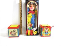 Vtg Jack In The Boxes Do Not Wk,Laughing Clown Dol