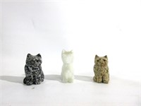 Mini Cat Statues 2" Stone And Ceramic