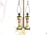 Antique Matching Flower Lamps