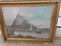 Oil On Canvas Frame Is Has Damage  27"x44.5"
