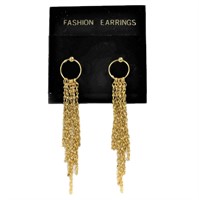 Classy Gold Tone Dangle Chains Earrings