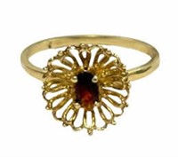 14k Gold Natural .80ct Garnet Designer Ring