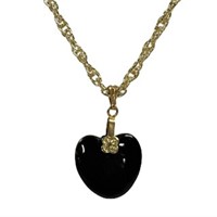 Genuine Heart Jade On 18" Gold Pl. Rope Chain