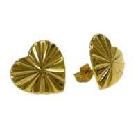 Heart Post Gold Tone Earrings