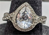 Pear Cut 2.81ct White Sapphire Halo Ring