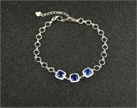 Royal Blue Sapphire 3.00ct Cushion Cut Bracelet