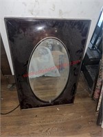 Oval shape Dark Wood Stained Mirror