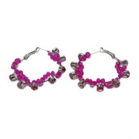 Dressbarn Pink Crystal Hoop Earrings