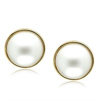 14k Gold-pl. 15mm White Pearl Stud Earrings