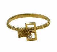 14k Gold Minimalist Diamond Designer Ring