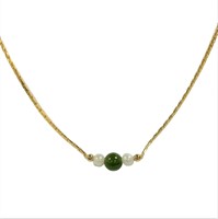 Genuine Jade & Pearl Gold-filled Necklace