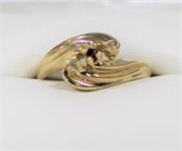 Genuine Diamond & Ruby Gold Plated Ring
