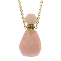 Pink Quartz Gemstone Vial Necklace