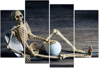 LyerArtork Golf Skeleton Canvas, 4 Piece Wall Art