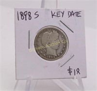 1898-S Barber Quarter Key Date G/G4