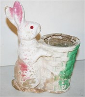 Paper Mache Easter Rabbit w/ Basket 10"H