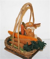 Basket w/ Fabric Rabbit & Carrots