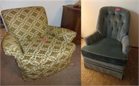 Upholstered Chair & Velvet Swivel Rocker