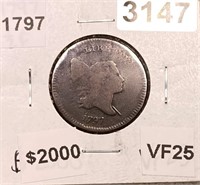 1797 Draped Bust Half Cent VF25