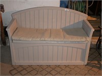 Outdoor Resin Patio Bench w/Pad & Storage