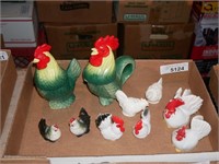 Vintage Rooster & Chicken S & P Shakers - 1 Set