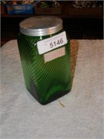 Vintage Green Hoosier Jar - approx 7" tall