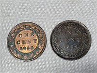 1859 & 1894 Canadian Large One Cent Pennies