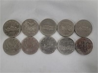 1968 - 1984 Canadian One Dollar Coins - 10 Coins