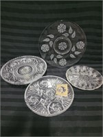 Crystal Serving Tray Lot - Four (4) Trays