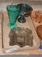 Vintage Indiana Carnival Glass & Turquoise Vase