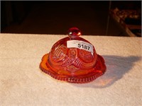 Vintage Carnival Glass Round Covered Butter Dish