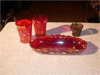 Vintage Indiana Glass Sunset Tumblers, Amberina