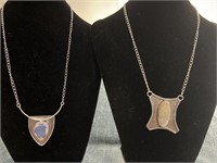 Two 925 Sterling stamped Necklaces with stones