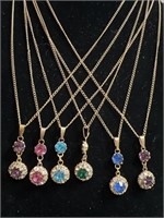 Six stamped Gold Filled Necklaces with Stones