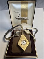 Vantage Watch Necklace Original Box + 2 vintage