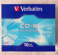 10 New Verbatim CD-R 700MB 52x Speed 80 Min