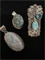 925 Sterling stamped Two Pendants & Ring