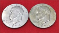 2 1974 Eisenhower Dollars