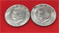 2 1972 D Eisenhower Dollars