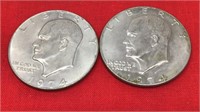 2 1974 D Eisenhower Dollars